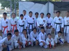 Karate students take exams