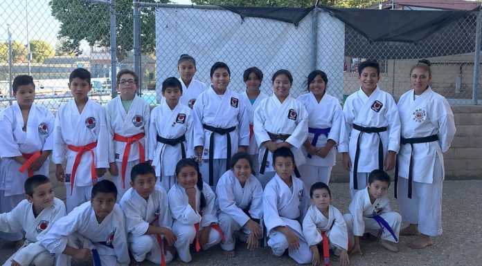 Karate students take exams