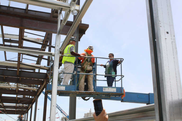 City tours marijuana facility construction